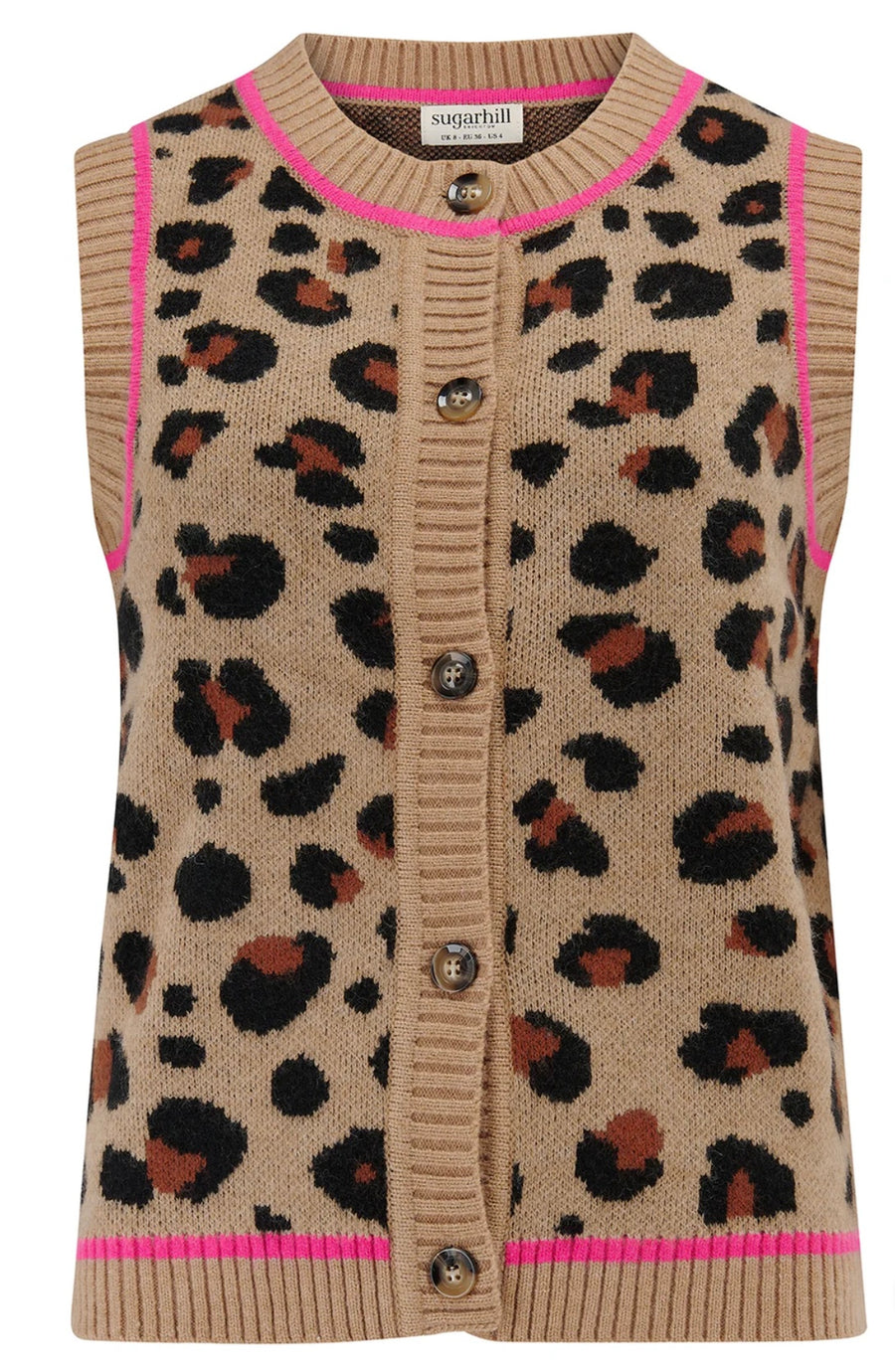 Sugarhill Brighton Natalie Knitted Waistcoat Leopard Print