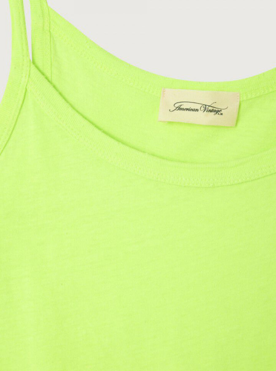 American Vintage Gamipy Vest Top Fluorescent Yellow Cotton