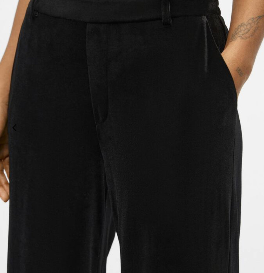 Object Lisa Wide Leg Velvet Trousers Black