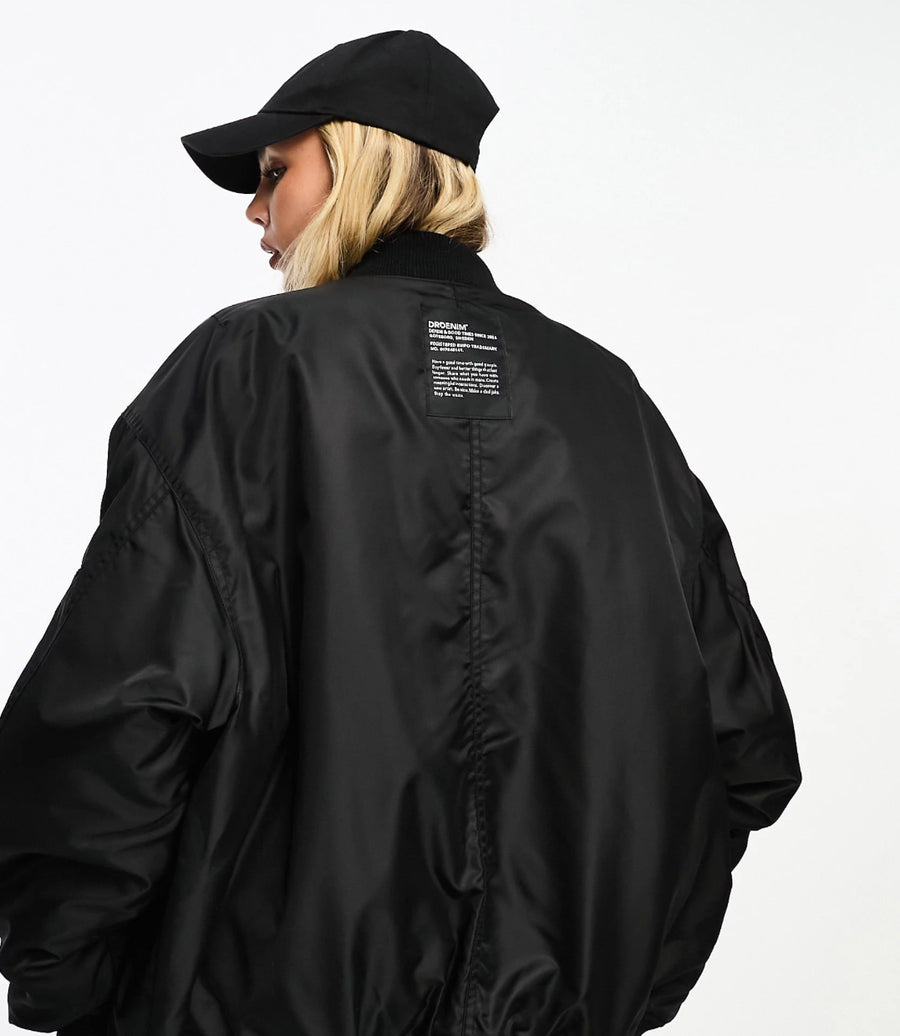 Dr Denim Hera Bomber Jacket Black Oversize