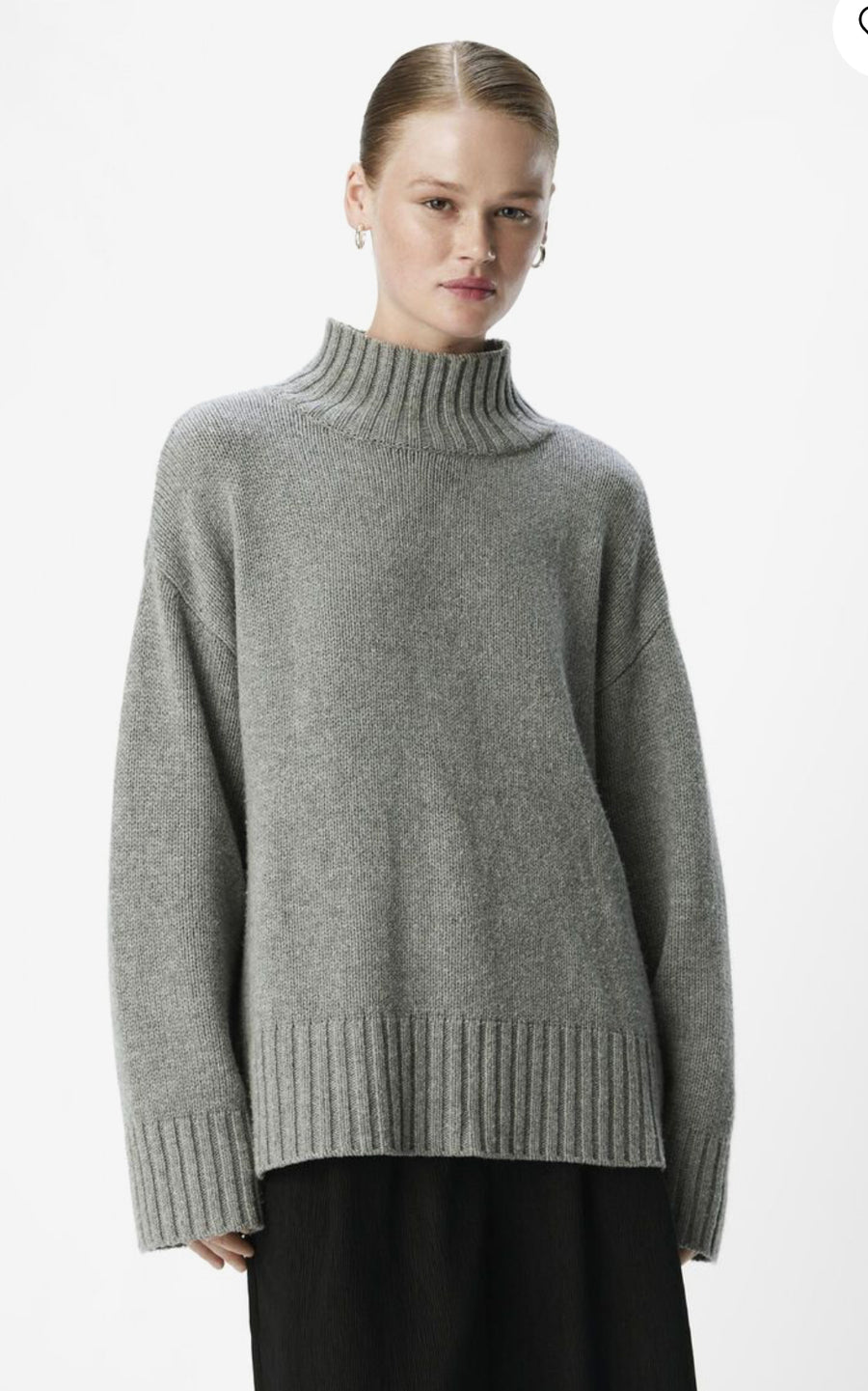 Object Agnes Grey Polo Neck Jumper Wool Ecovera