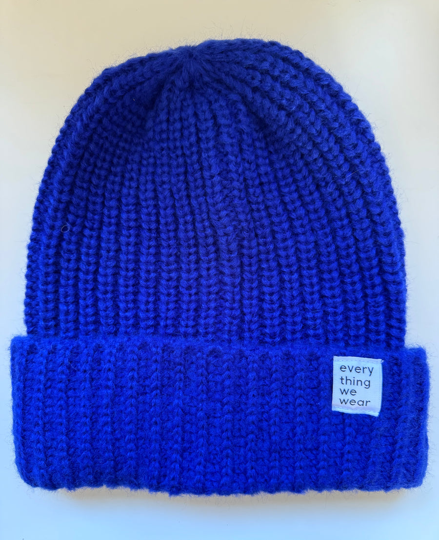 ETWW Knitted Beanie Hat Royal Blue