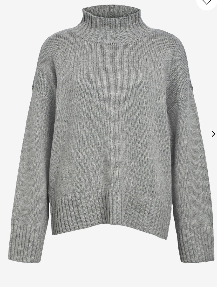 Object Agnes Grey Polo Neck Jumper Wool Ecovera