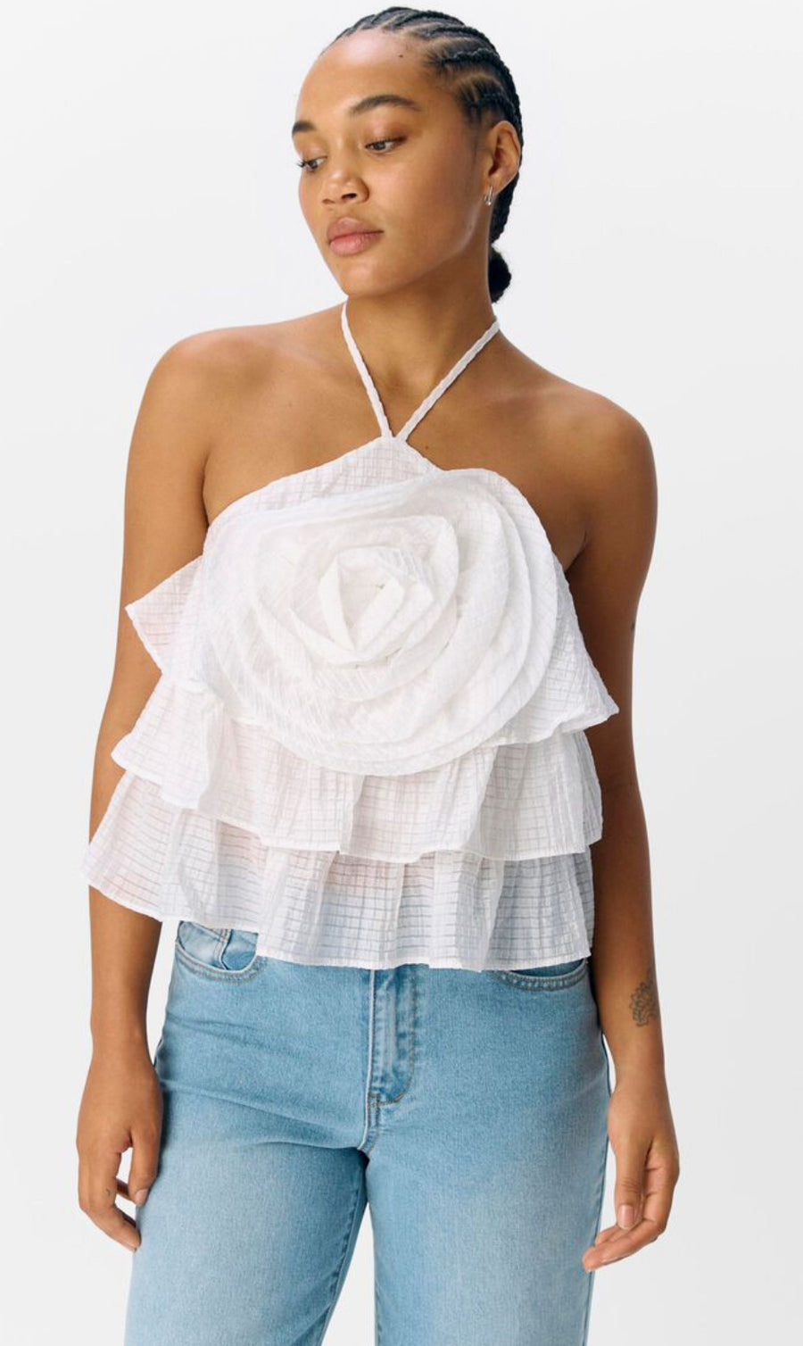 Object Britney Halterneck Singlet Top in White