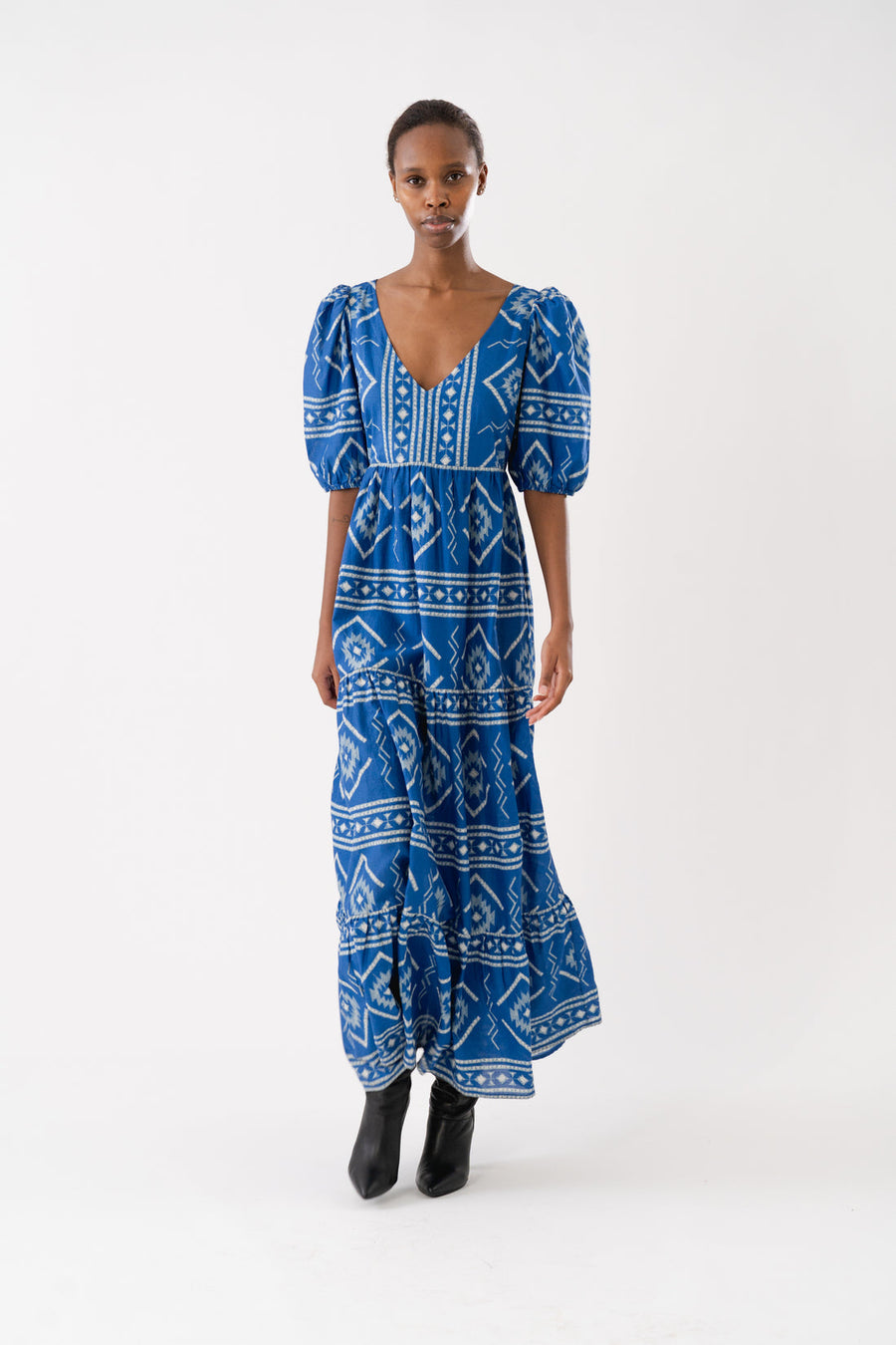 Lollys Laundry Gambo Maxi Dress Blue Batik Print