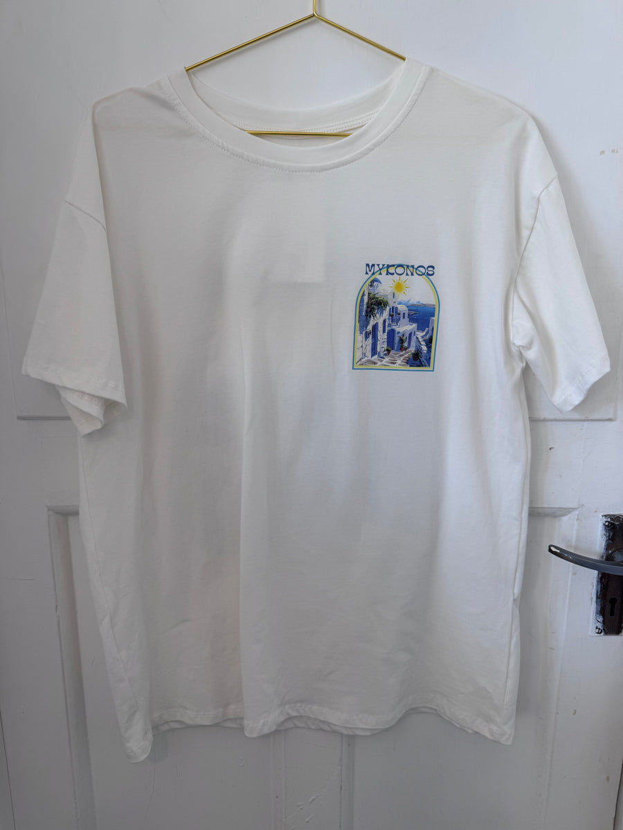 Musy Muse Mykonos Cotton T-Shirt White Graphic