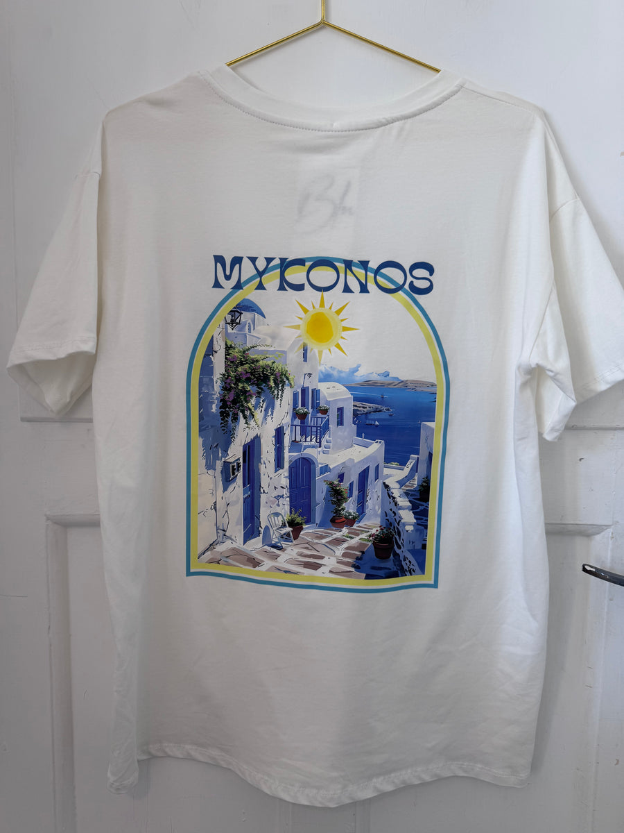 Musy Muse Mykonos Cotton T-Shirt White Graphic