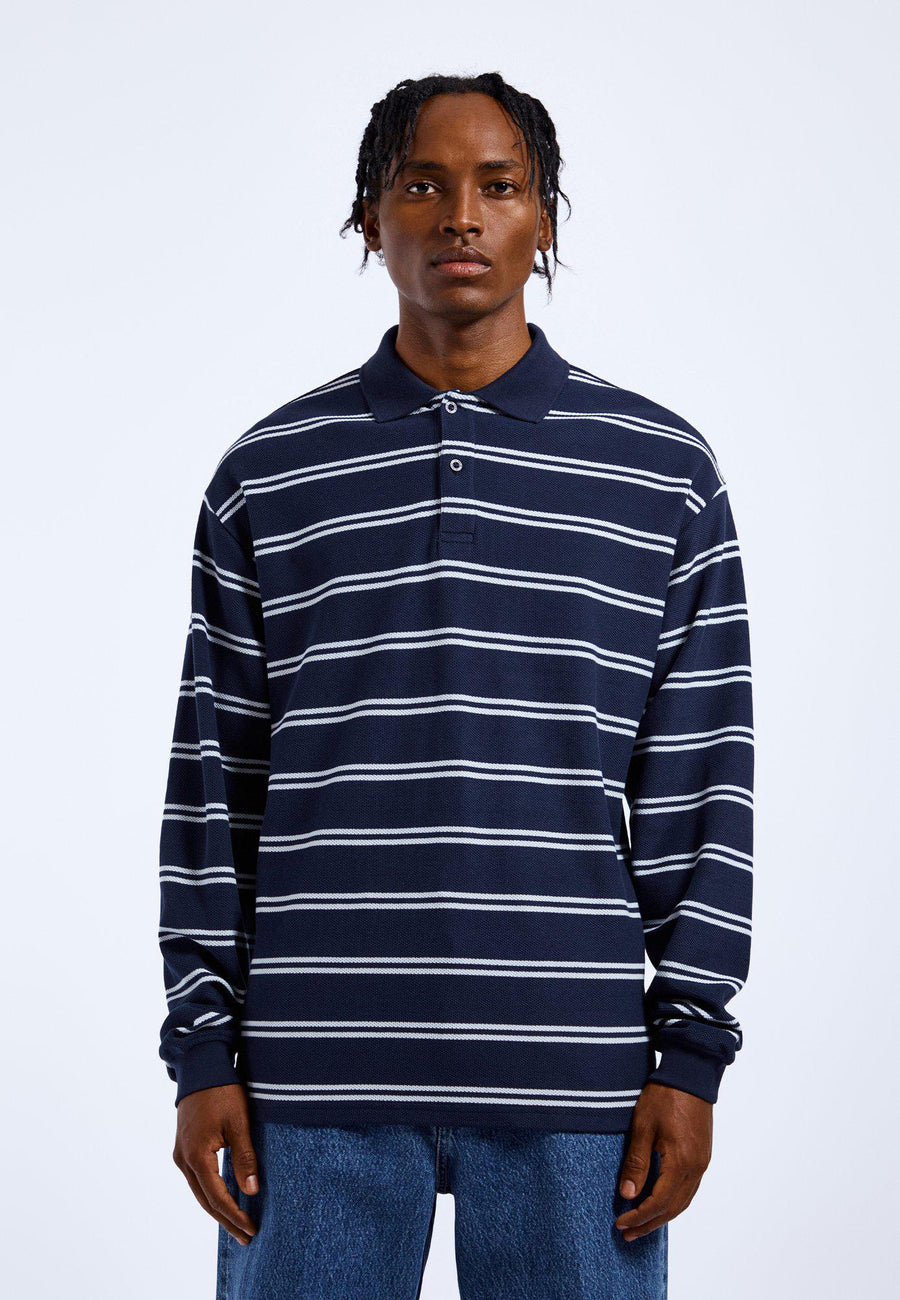Dr Denim Reno Polo Navy Stripe