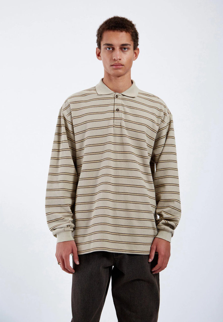 Dr Denim Reno Polo Silver Lining Stripe