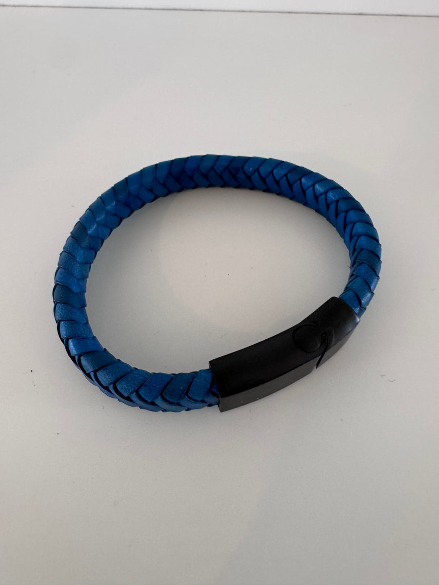 ETWW Leather And Stainless Steel Bracelet Blue