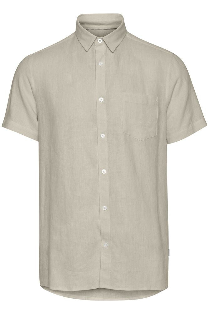 Solid Allan Short Sleeve Linen Blend Shirt Oatmeal