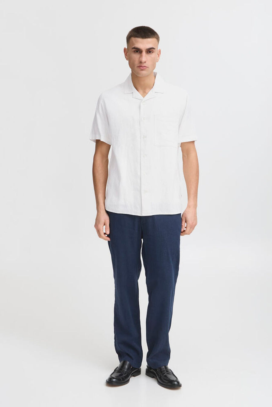 Solid Dallan Cuba Shirt White Linen Blend