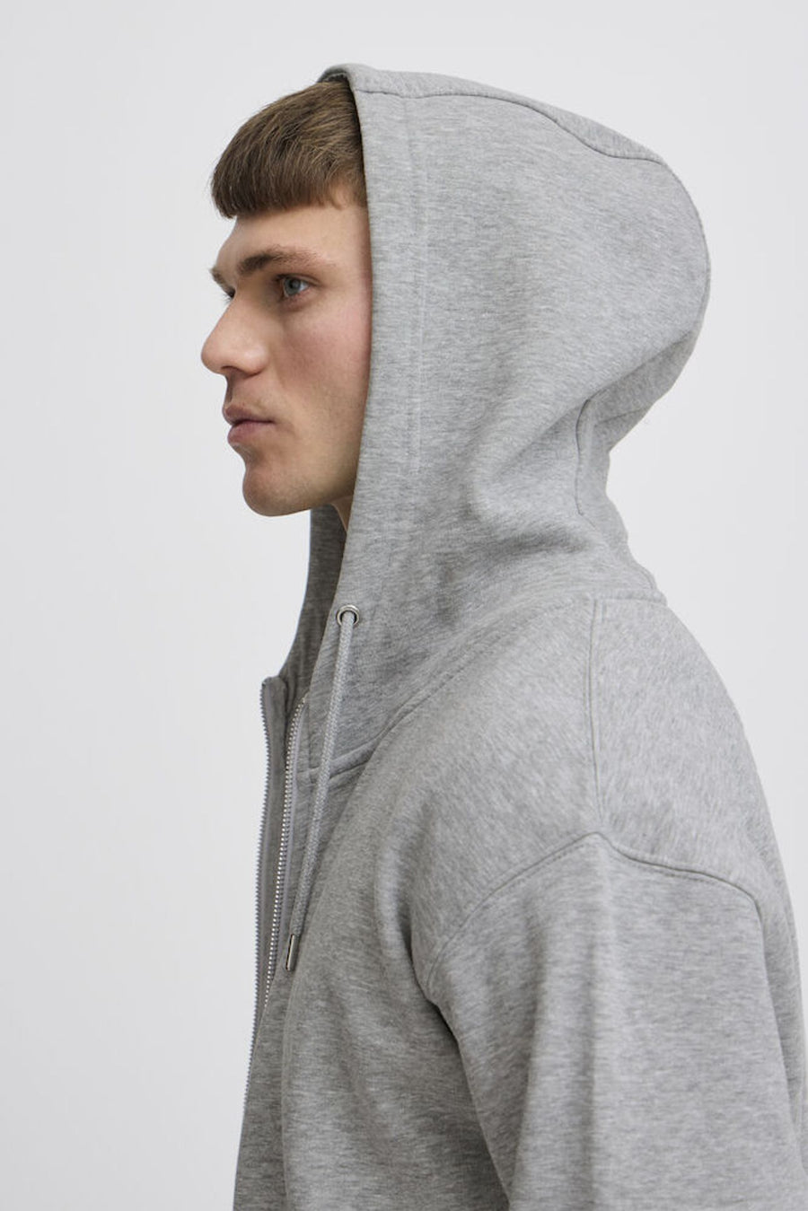 Solid Lenz Zipper Hoodie Grey Marl