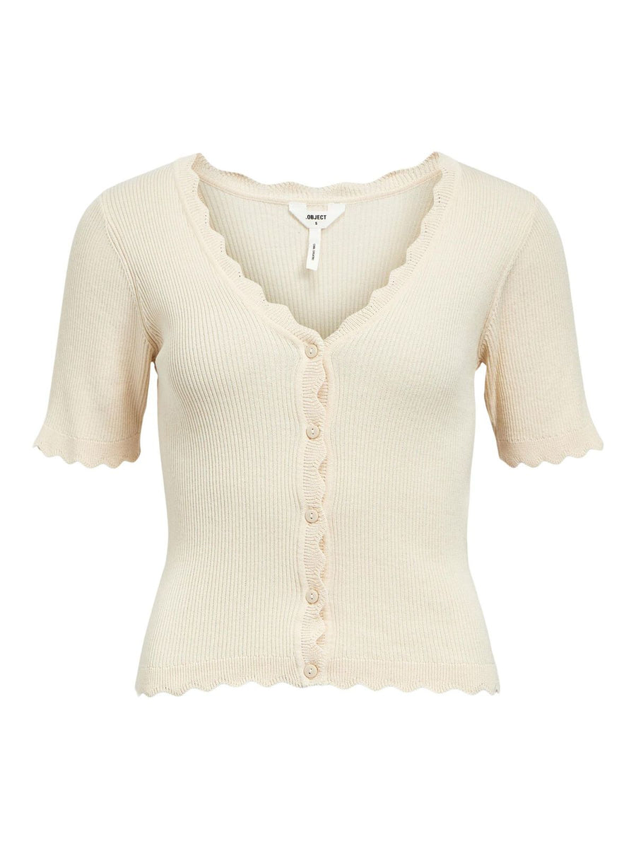 Object short-sleeved Triask Knit cardigan sandshell cream