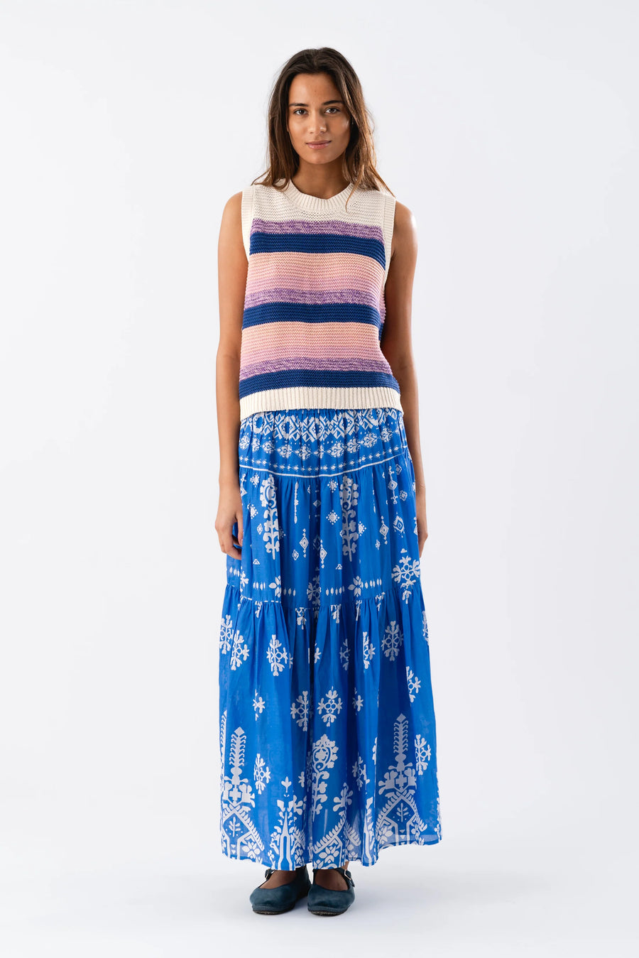 Lollys Laundry Sunset Maxi Skirt Blue