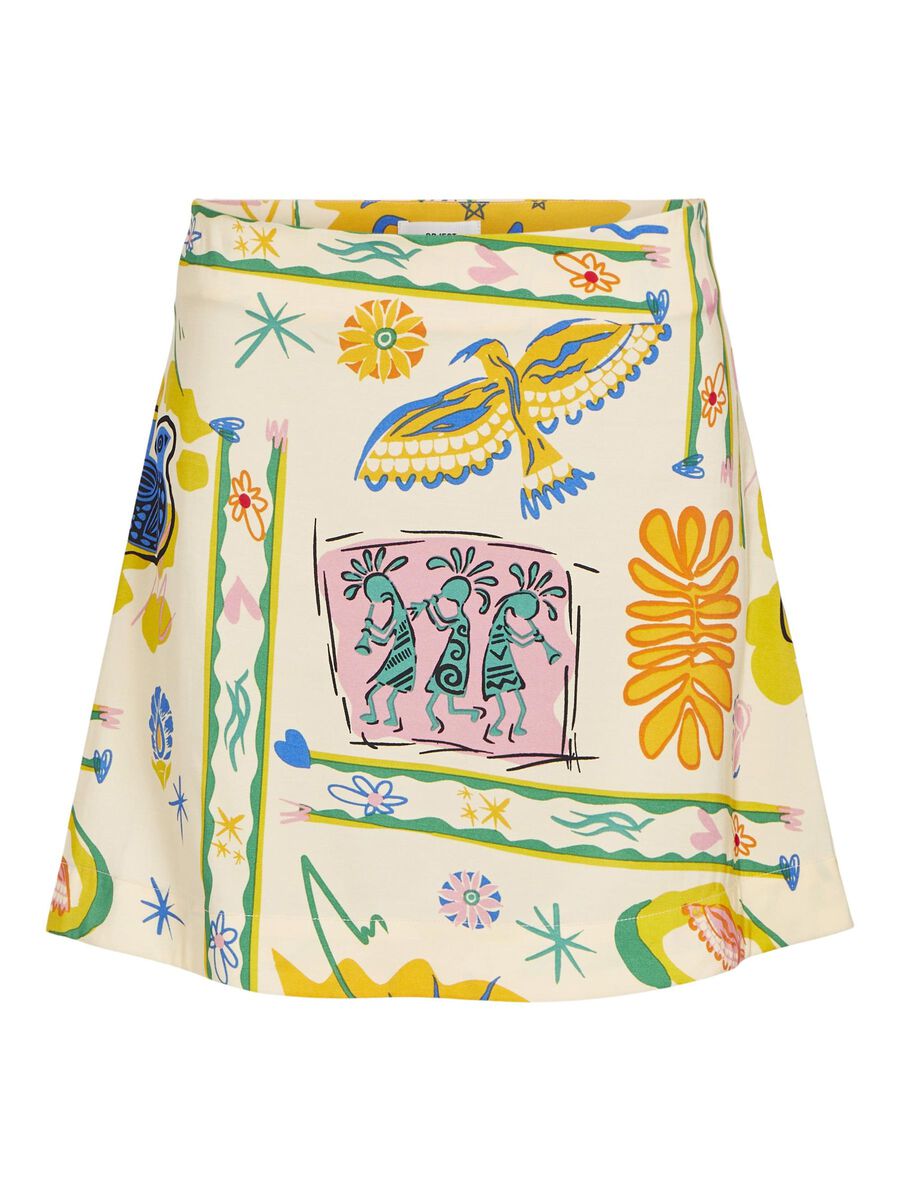 Object Martha Short Mini Skirt Sandshell Multi Colour