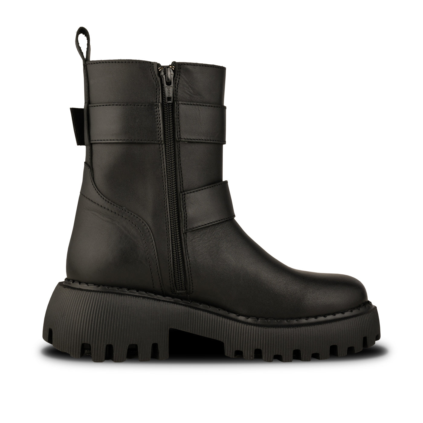 Black leather boots with buckles best sale