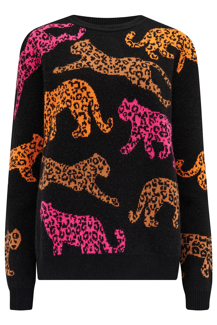 Sugarhill Thalia Black Running Leopards Jumper