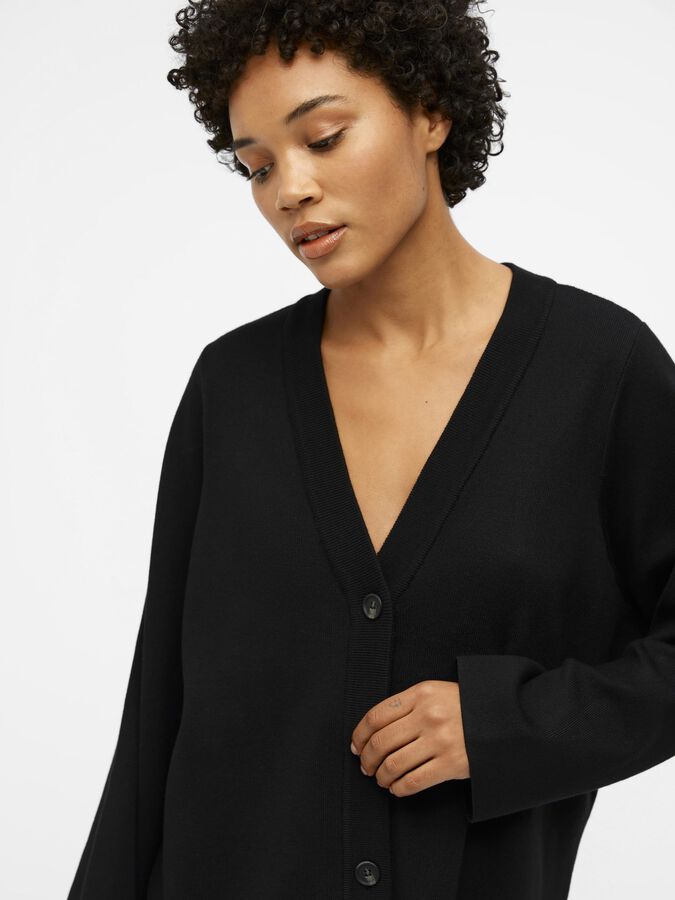 Object Objester Long Sleeve Cardigan in Black