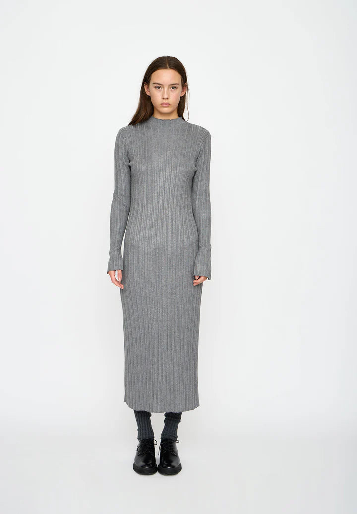 Esme Studios Medina Long Sleeve Knit Dress in Gray Melange