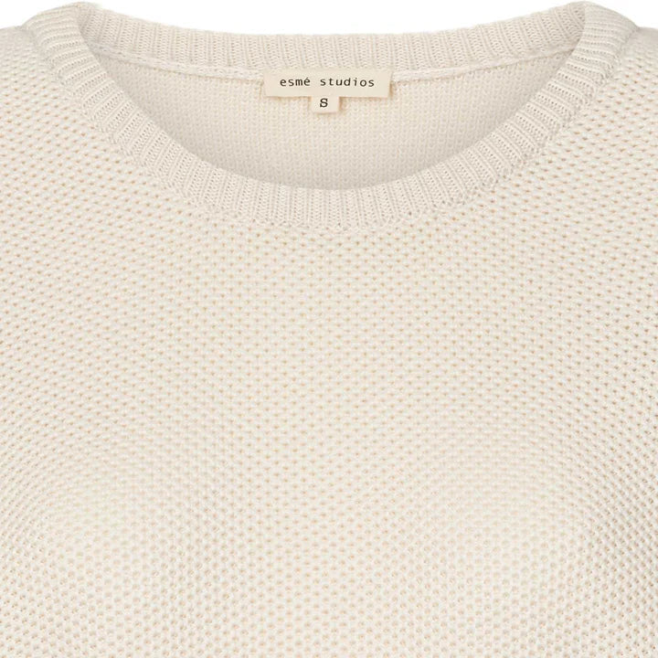 Esme Studios Cilla Long Sleeve Knit Blouse Jumper in Pristine