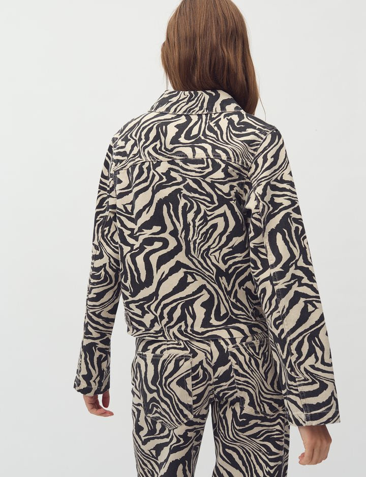 MbyM Cathalina Zebra Print Denim Jacket