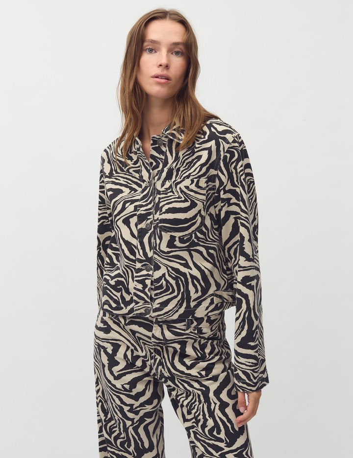 MbyM Cathalina Zebra Print Denim Jacket