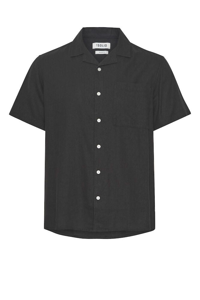 Solid Allan Cuba Linen Shirt Black