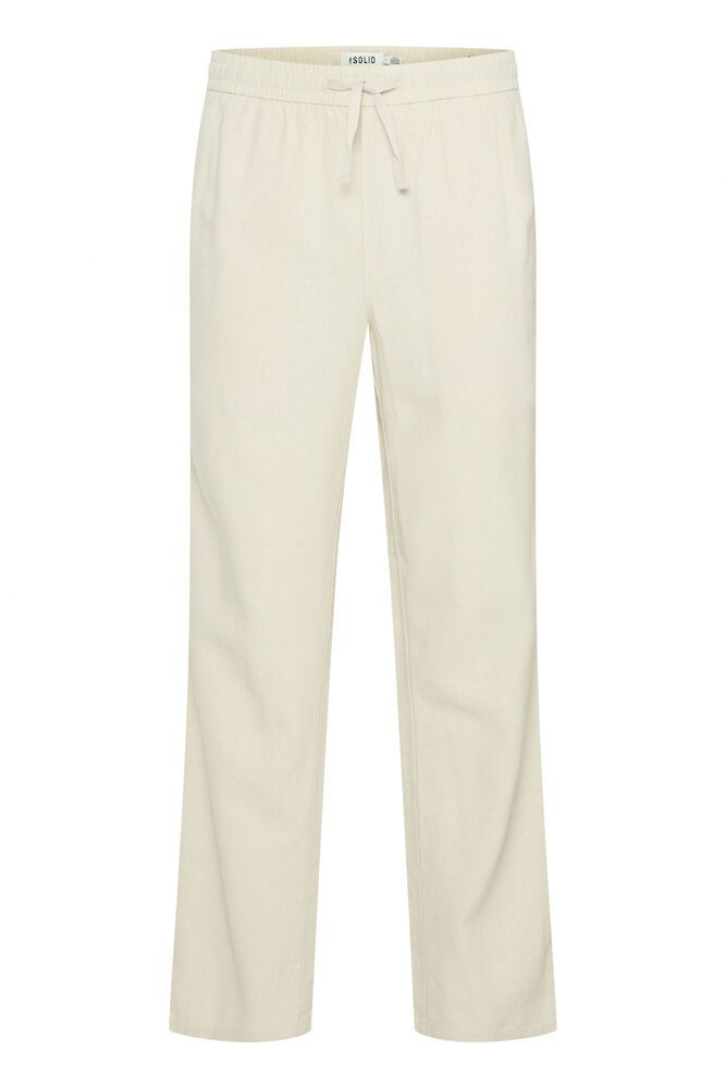 Solid Alann Allan Elasticated Waist Linen Trousers Oatmeal