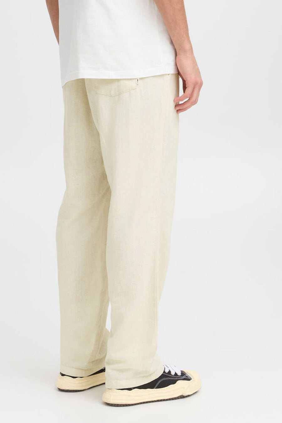 Solid Alann Allan Elasticated Waist Linen Trousers Oatmeal