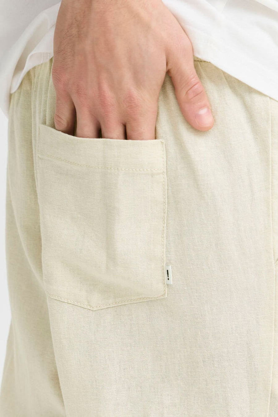 Solid Alann Allan Elasticated Waist Linen Trousers Oatmeal