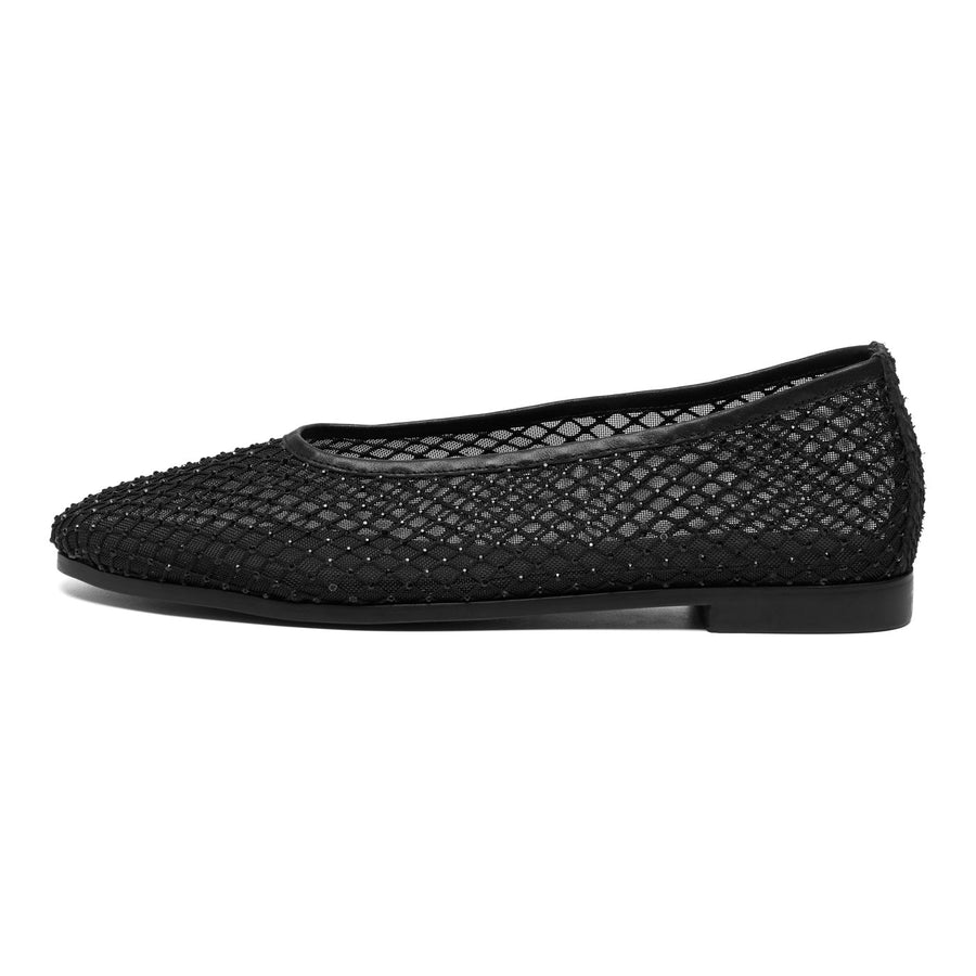 Woden Shoe The Bear Adeline Black Fishnet Ballerina