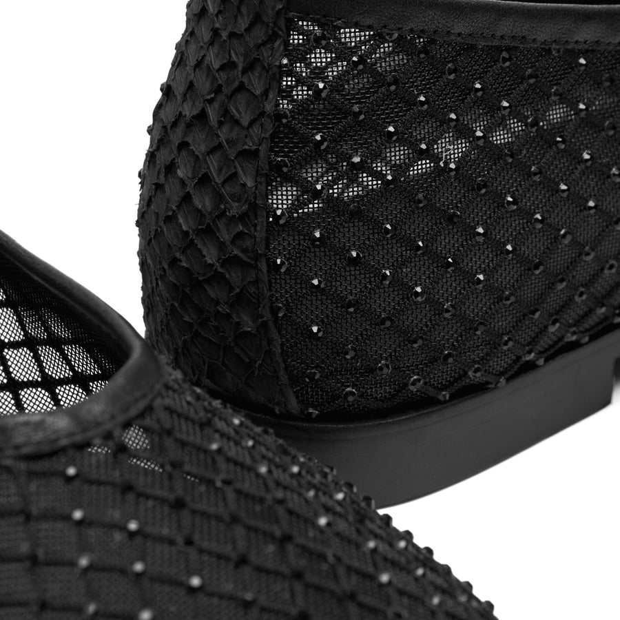 Woden Shoe The Bear Adeline Black Fishnet Ballerina