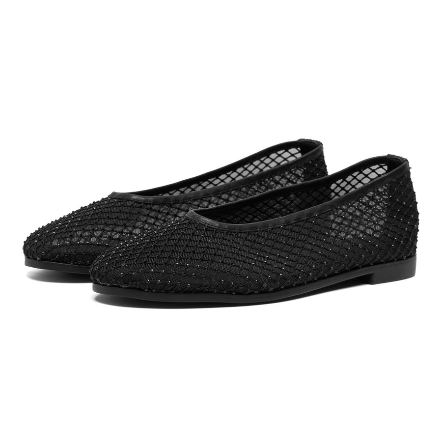 Woden Shoe The Bear Adeline Black Fishnet Ballerina