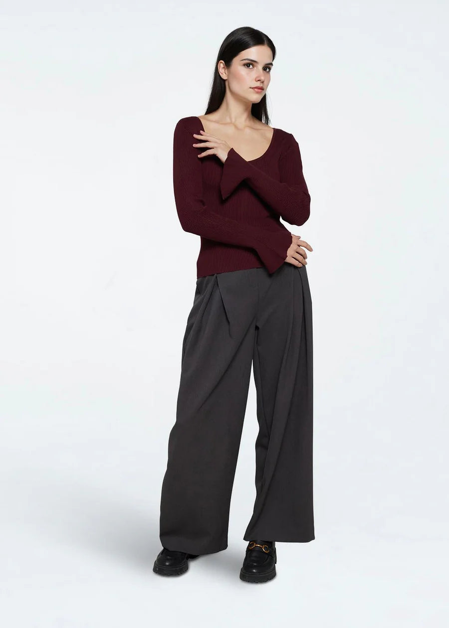 Moves Twusti Knitted Blouse in Sassafras Burgundy