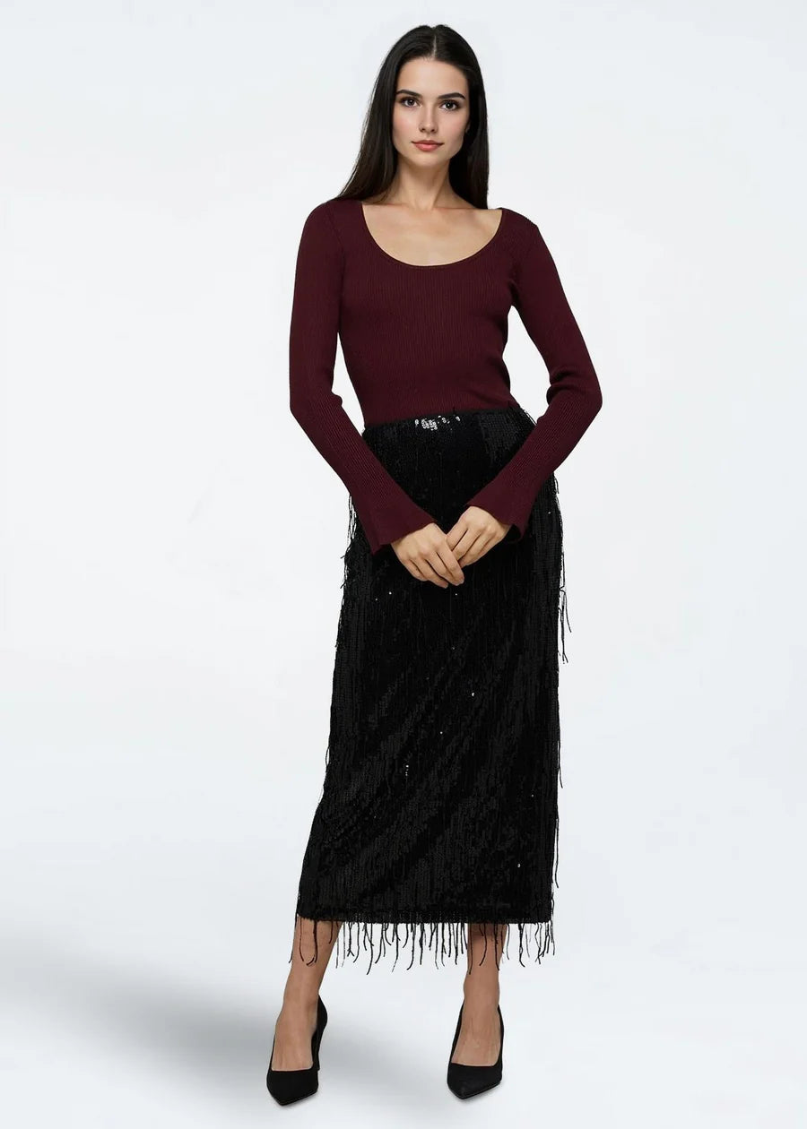 Moves Twusti Knitted Blouse in Sassafras Burgundy