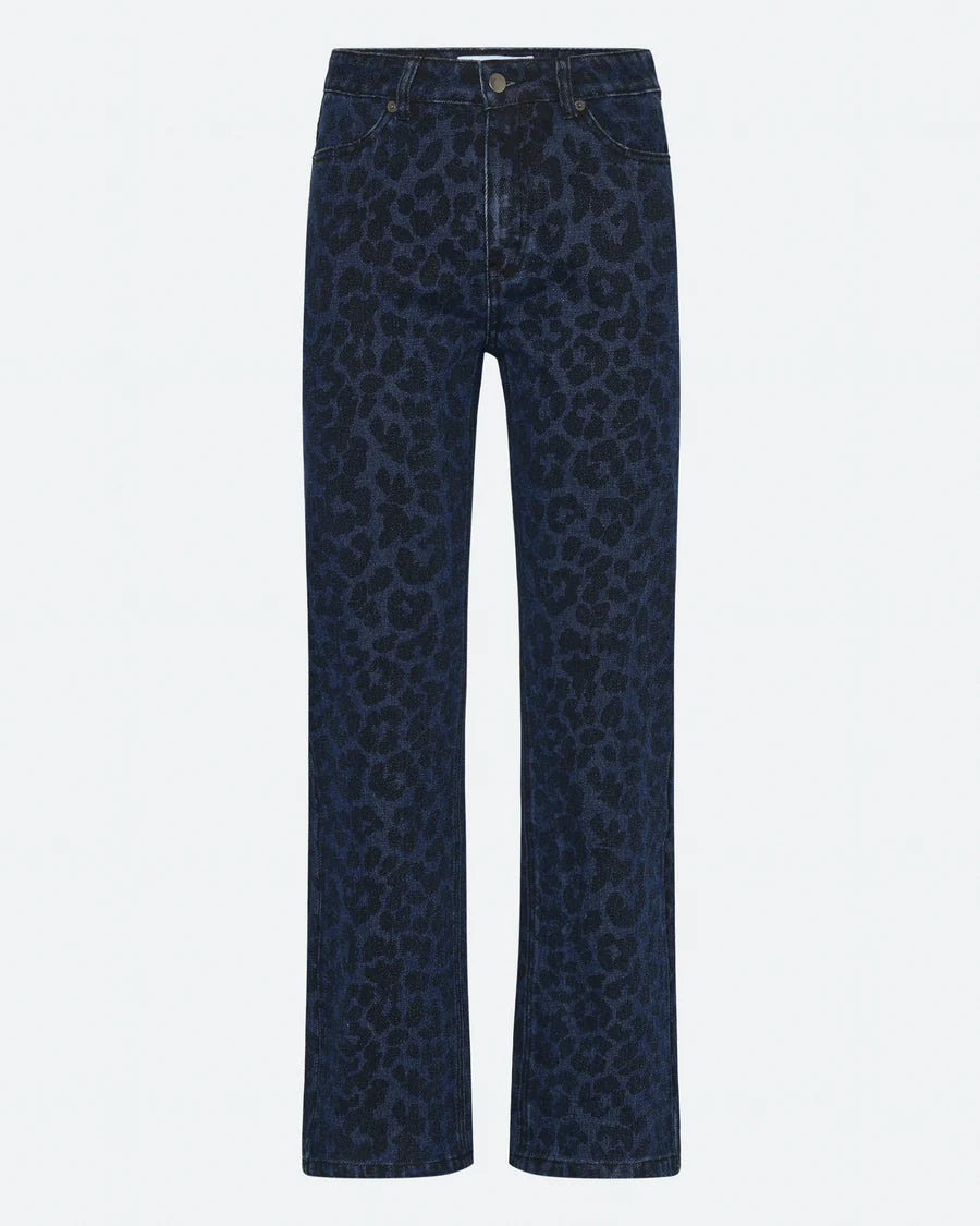 Moves Talia Jeans Trousers Leopard Print Dark Blue