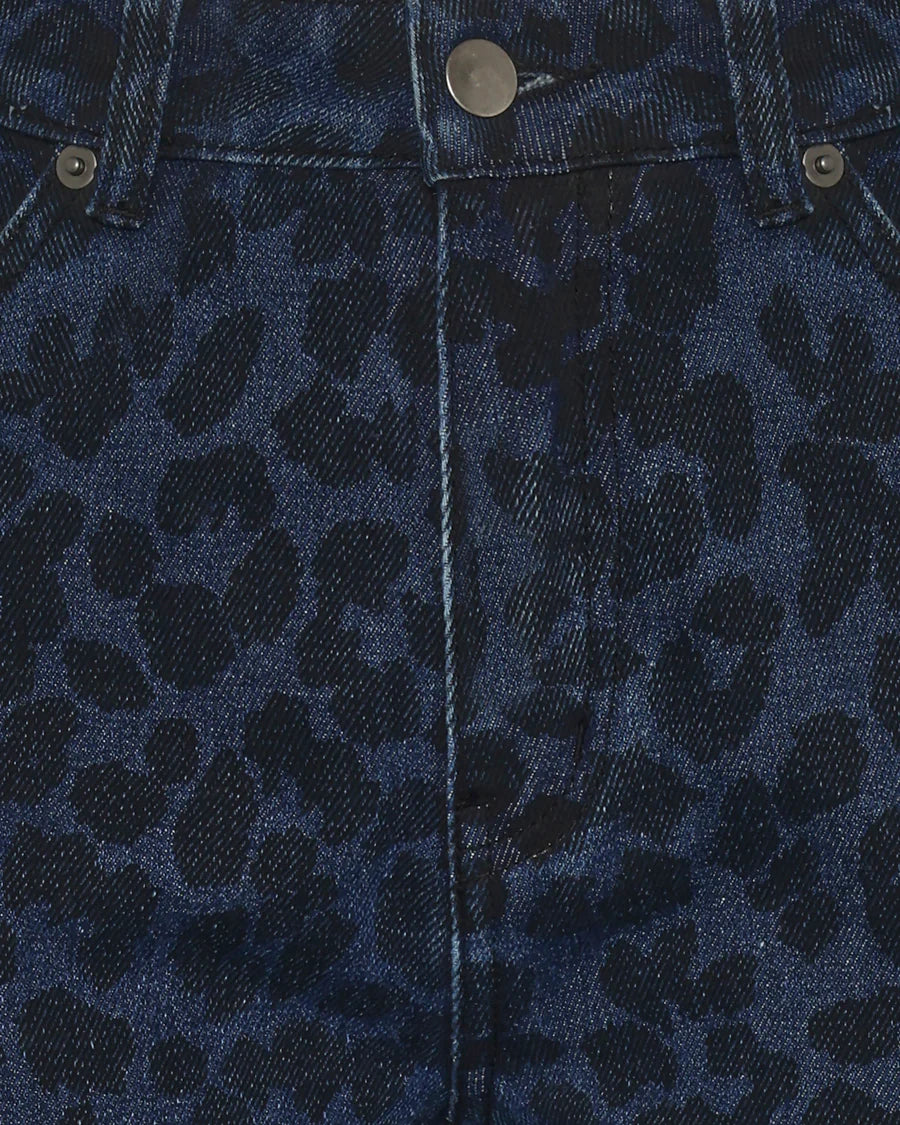 Moves Talia Jeans Trousers Leopard Print Dark Blue