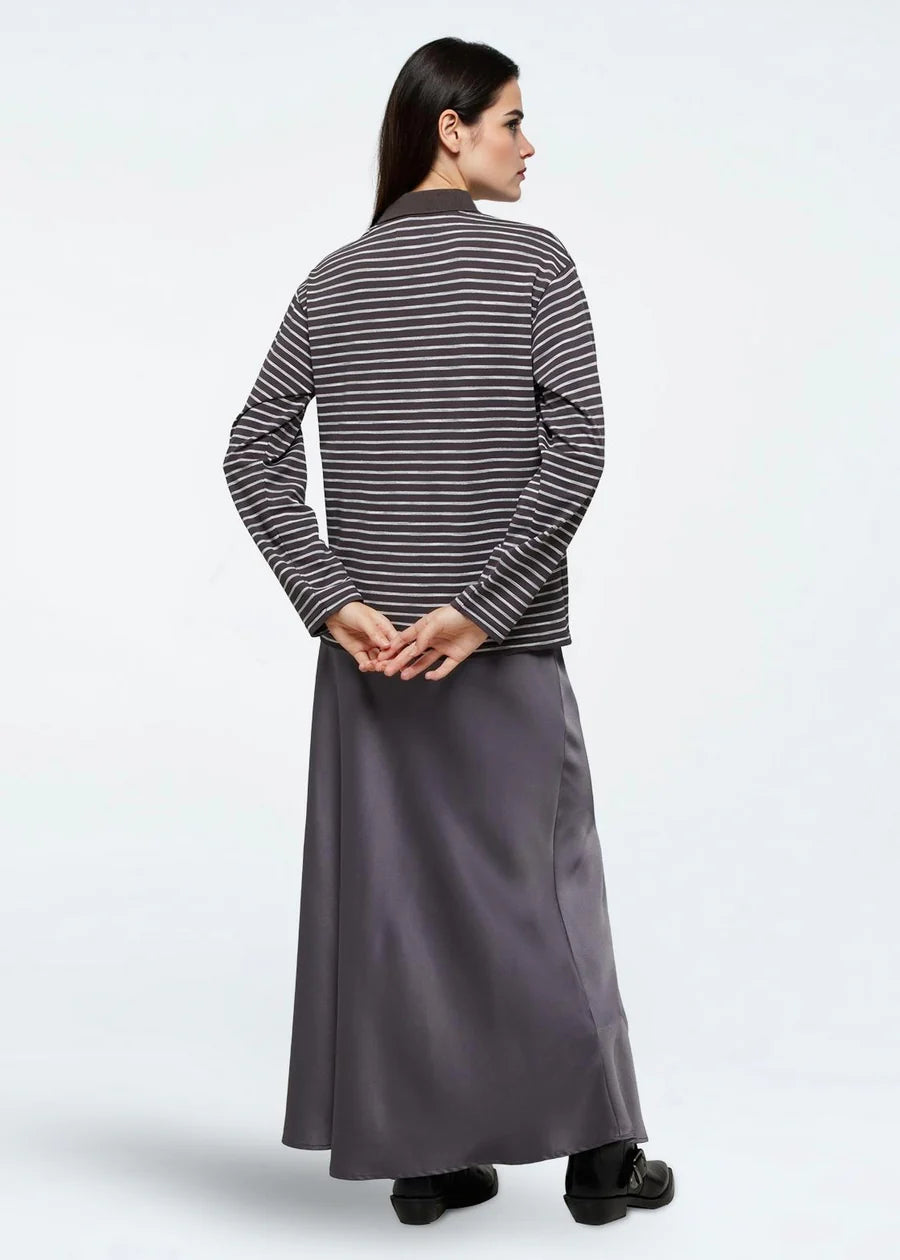 Moves Hebry Satin Skirt  in Castlerock Grey