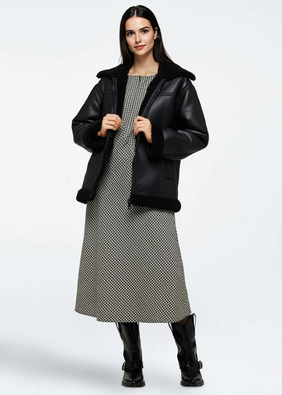 Moves Ramona Jacket Coat Black Faux Leather
