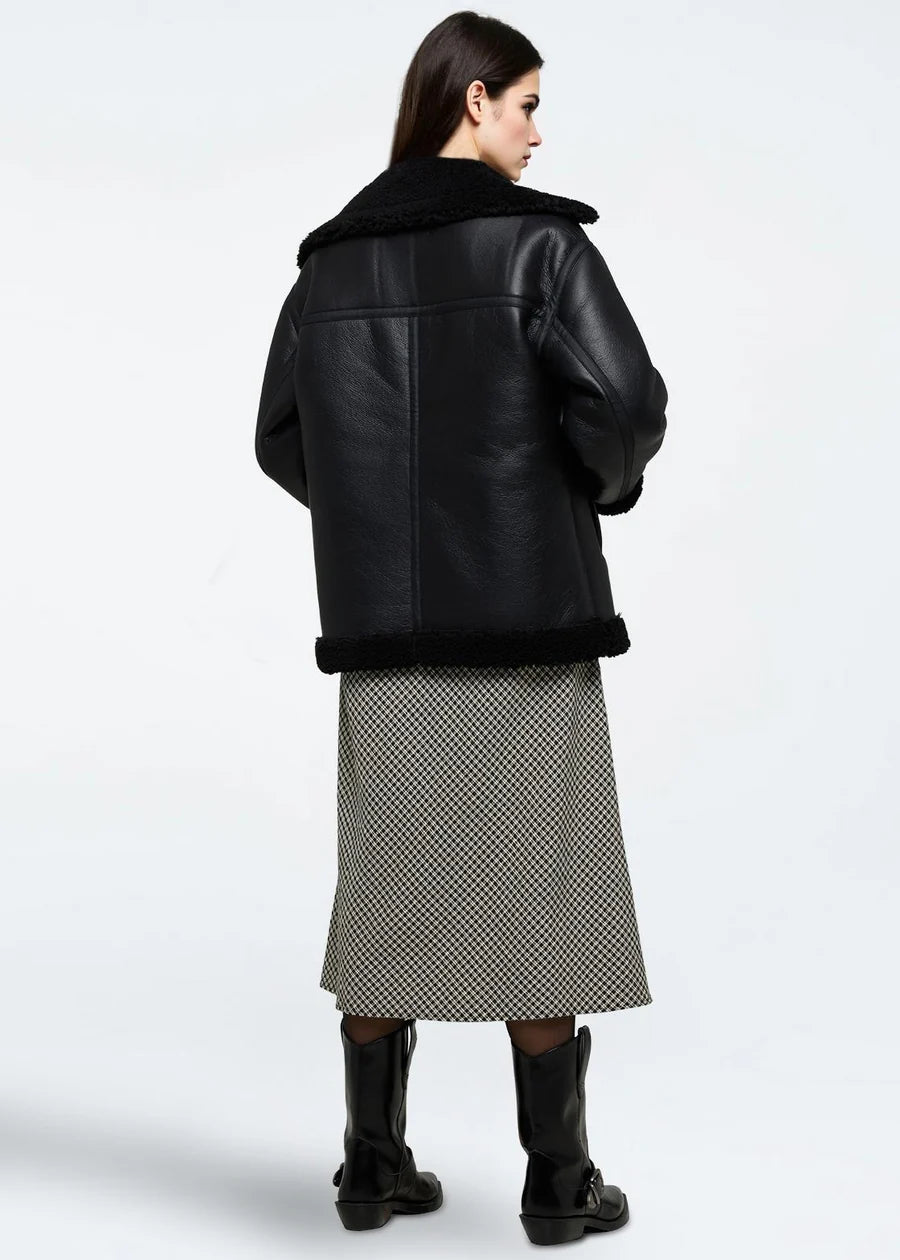 Moves Ramona Jacket Coat Black Faux Leather