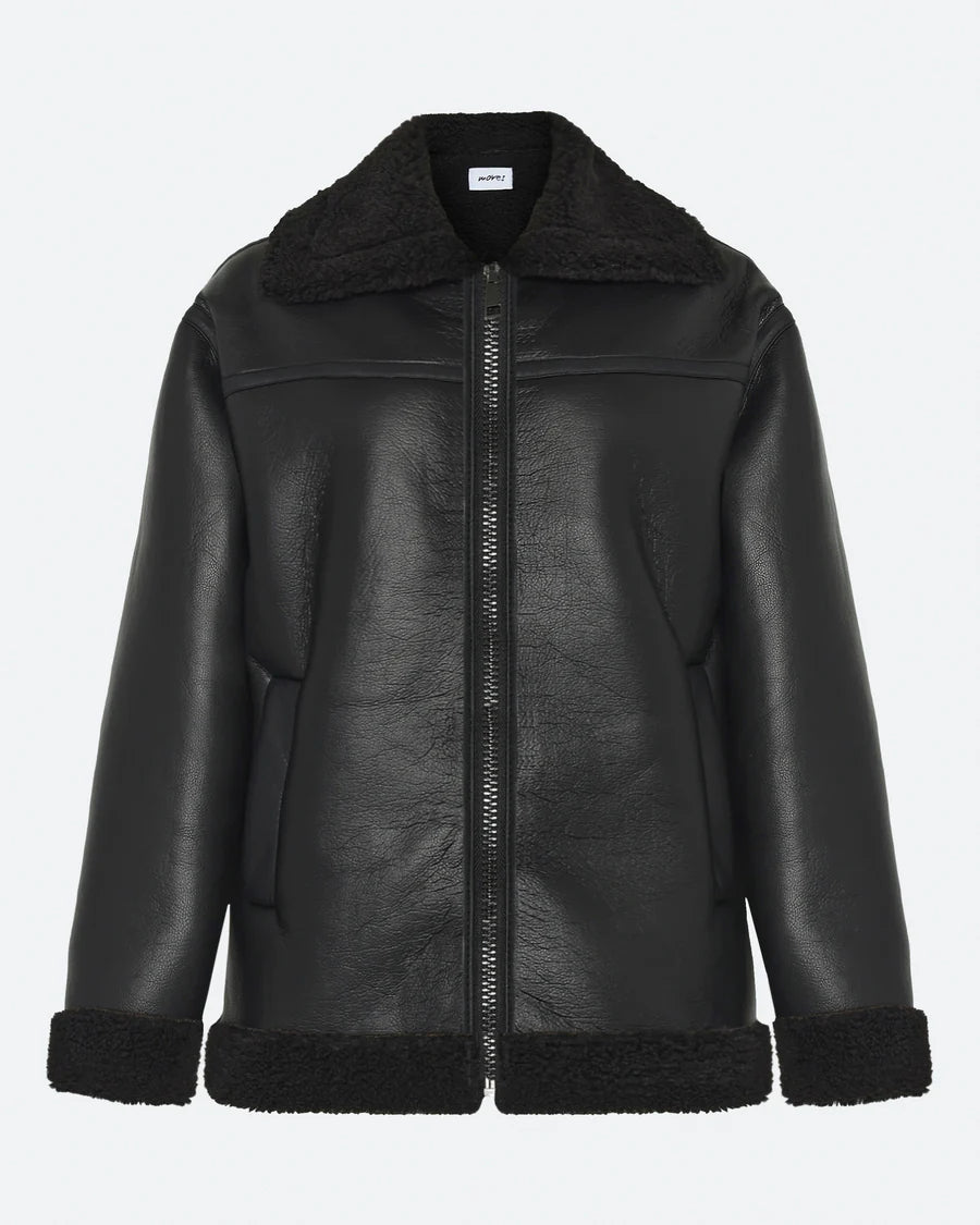 Moves Ramona Jacket Coat Black Faux Leather