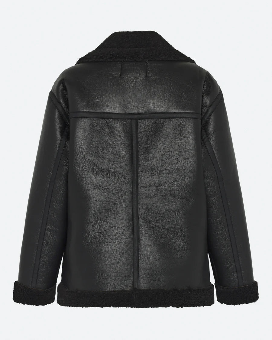 Moves Ramona Jacket Coat Black Faux Leather