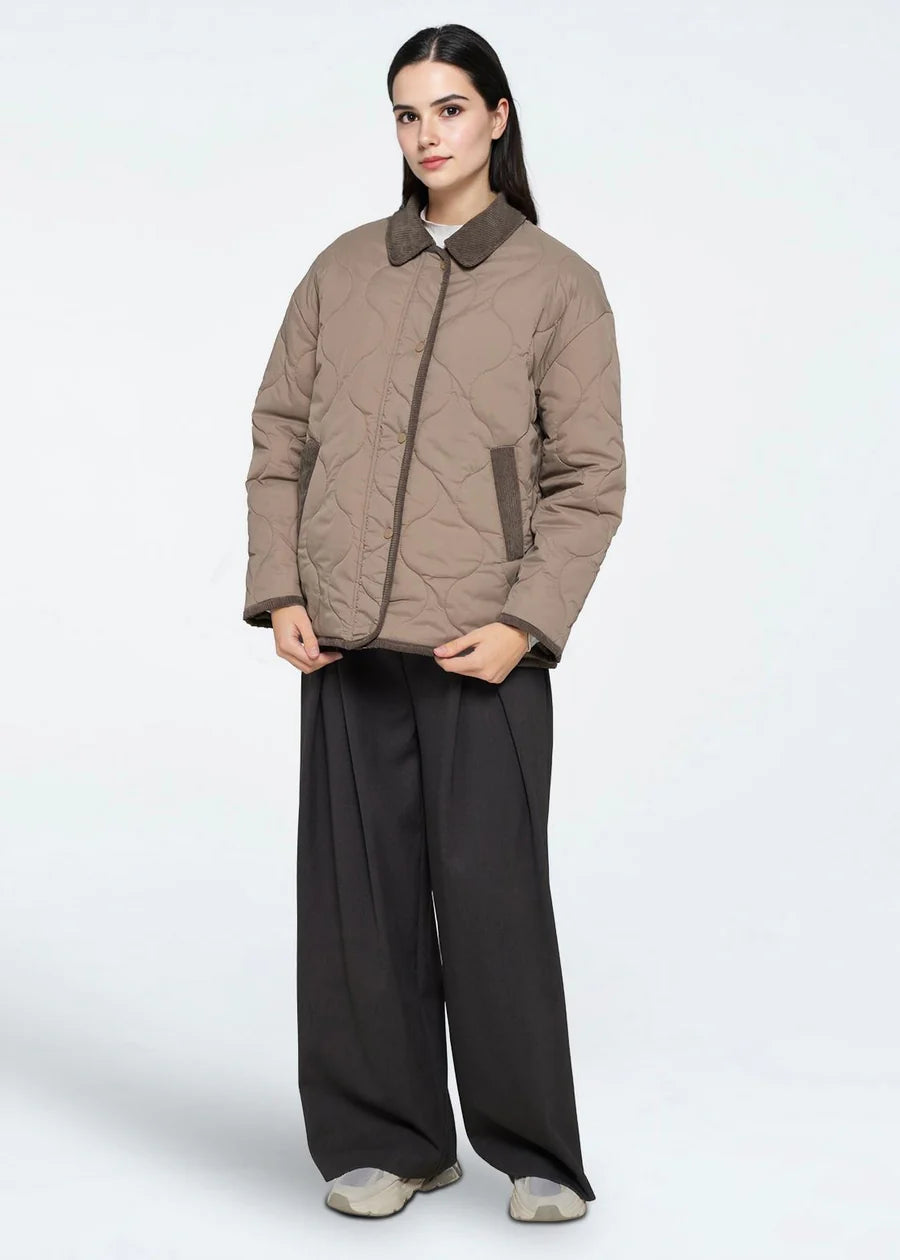 Moves Cemma Jacket Coat Quilted Fossil Beige Taupe