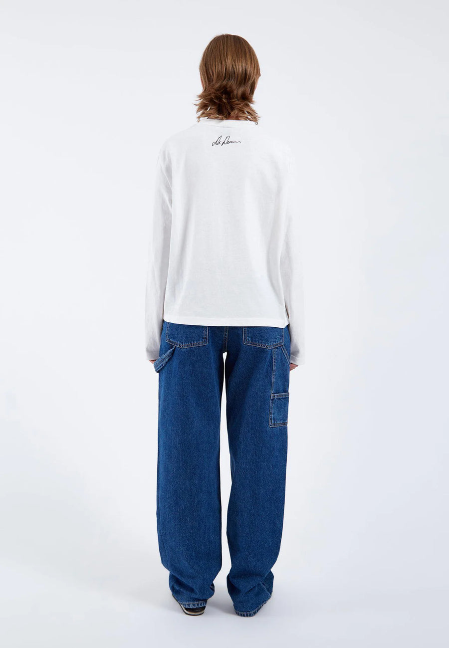 Dr Denim Kath Long Sleeve Off White Peace Heart