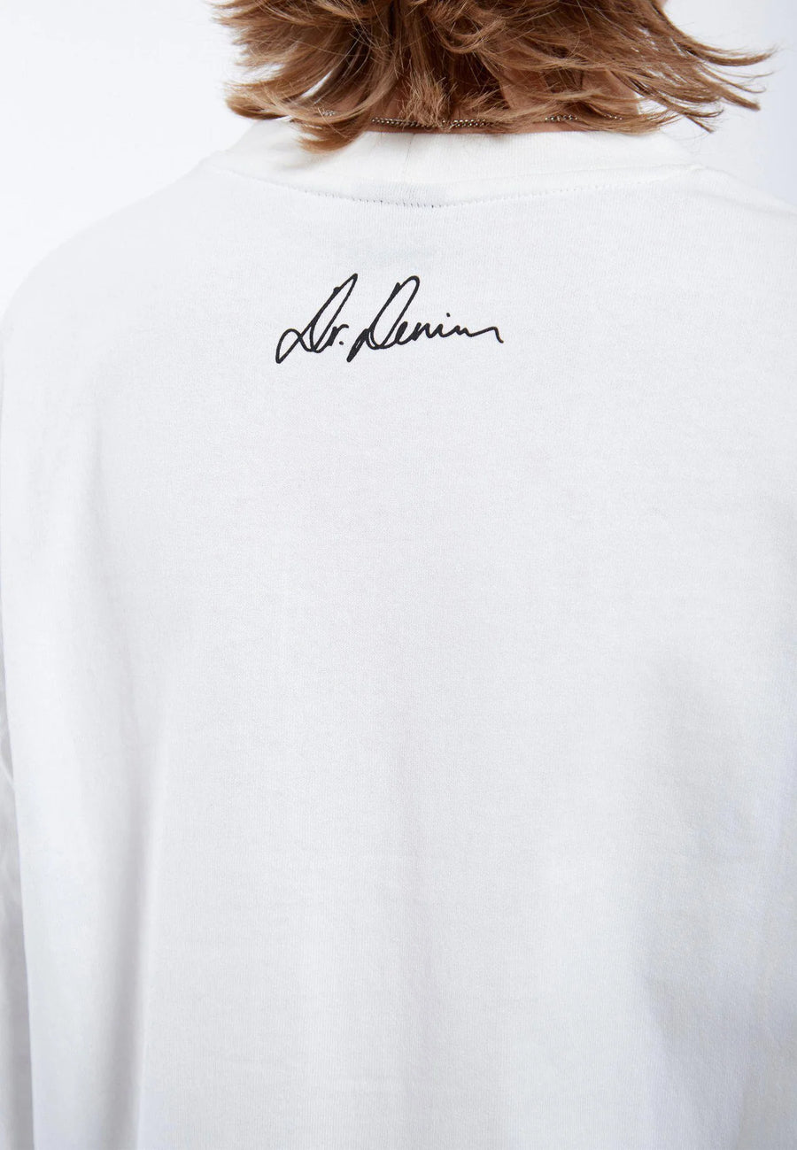 Dr Denim Kath Long Sleeve Off White Peace Heart