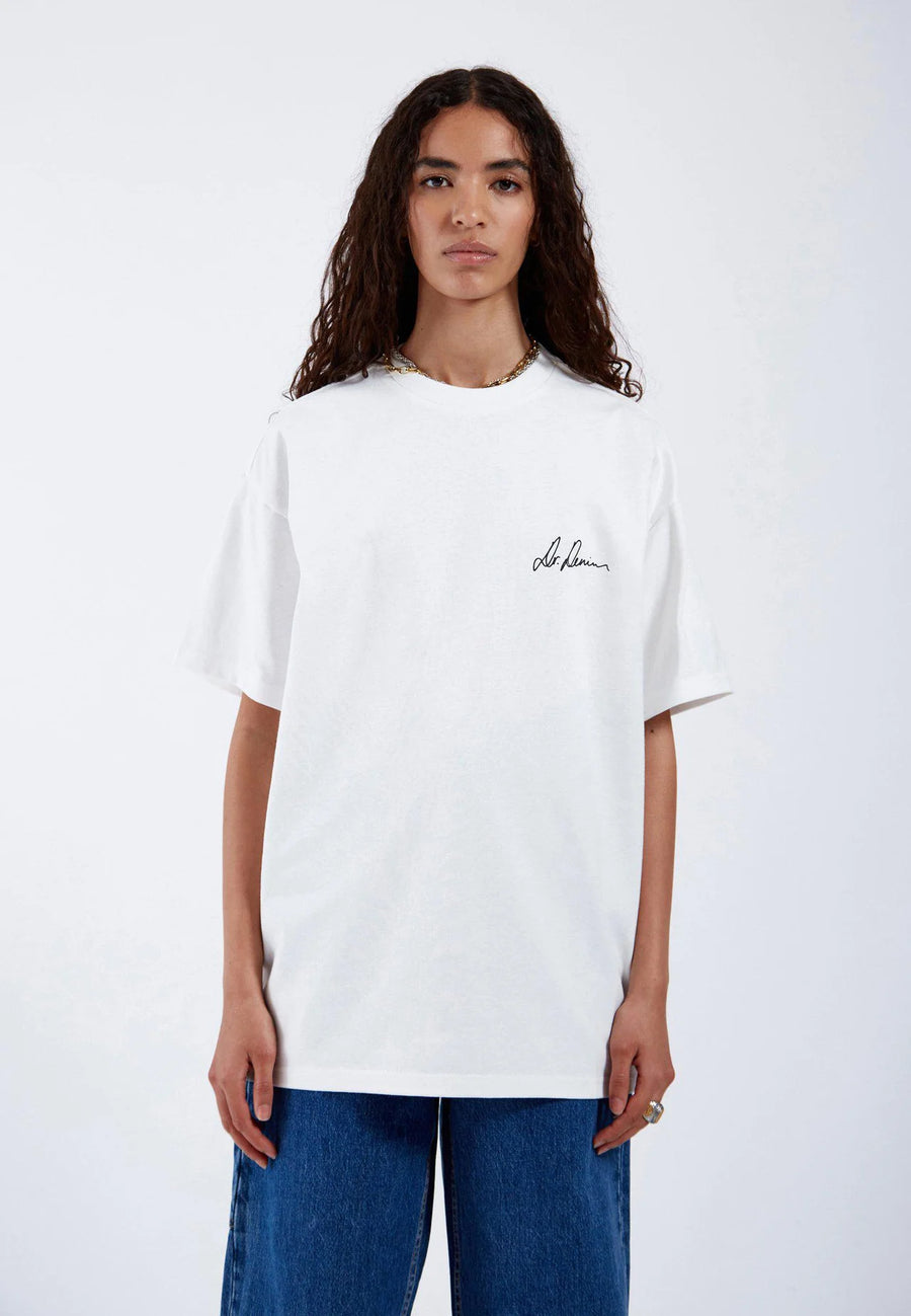 Dr Denim Trooper Tee Off White Heart Script
