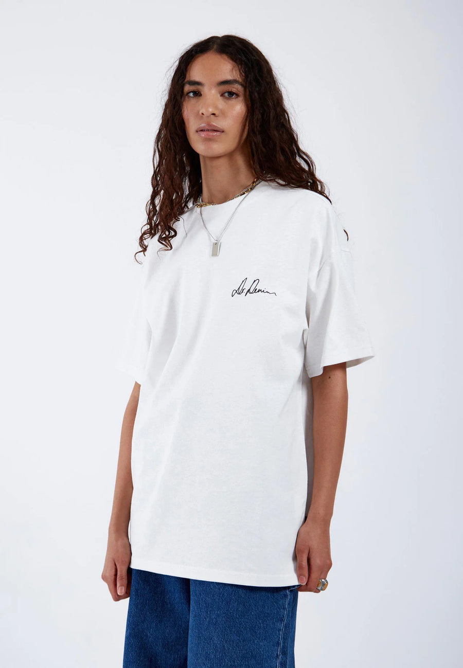 Dr Denim Trooper Tee Off White Heart Script