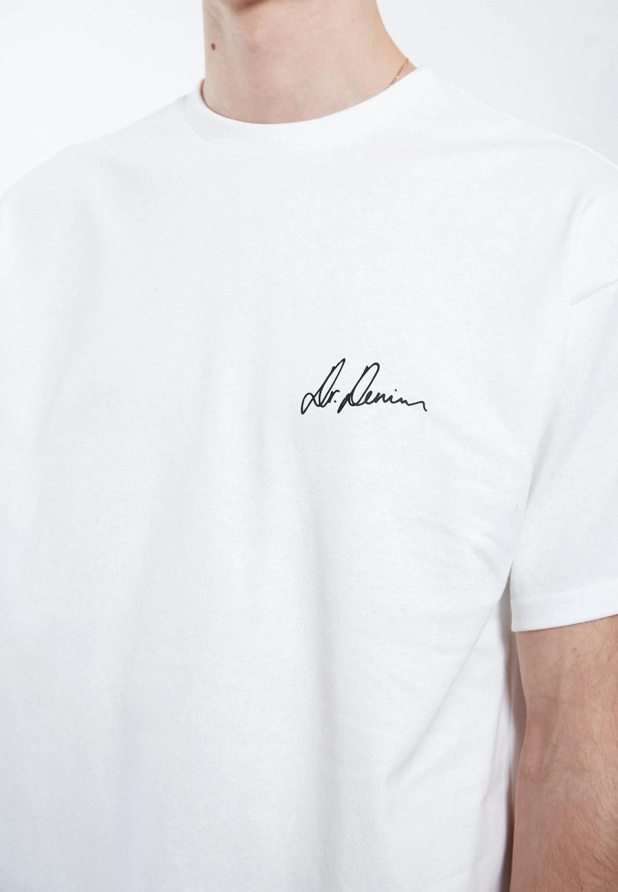 Dr Denim Trooper Tee Off White Heart Script