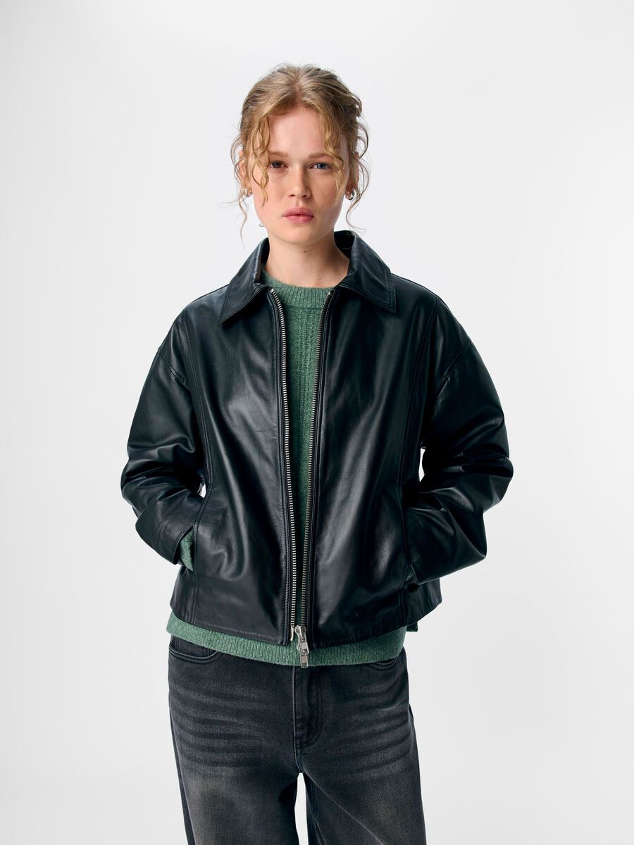 Object Mira Leather Jacket Black
